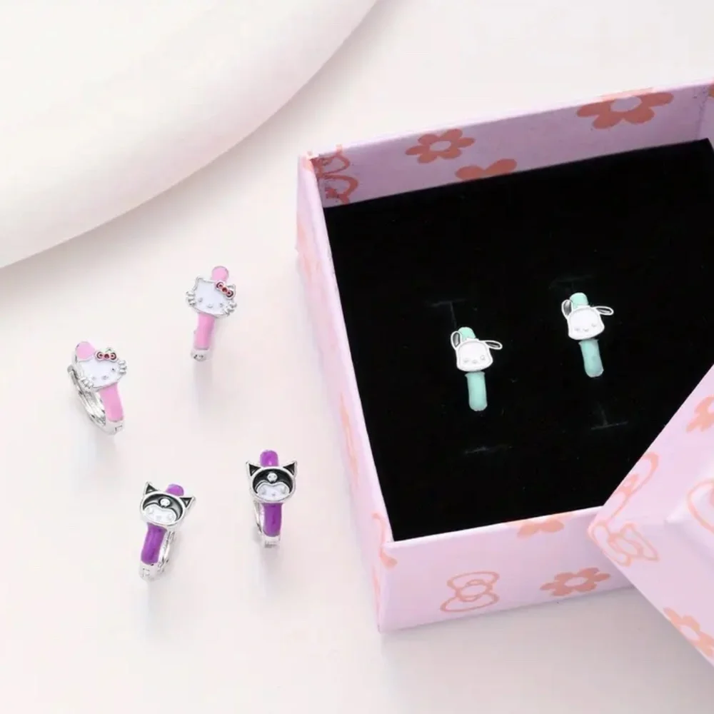 NIB! Kuromi from Sanrio Hello Kitty and Friends Pierced Small Hoop Earri…